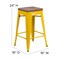 Merrick Lane Dalton Series Backless Metal Dining Stool with Wooden Seat for Indoor Use